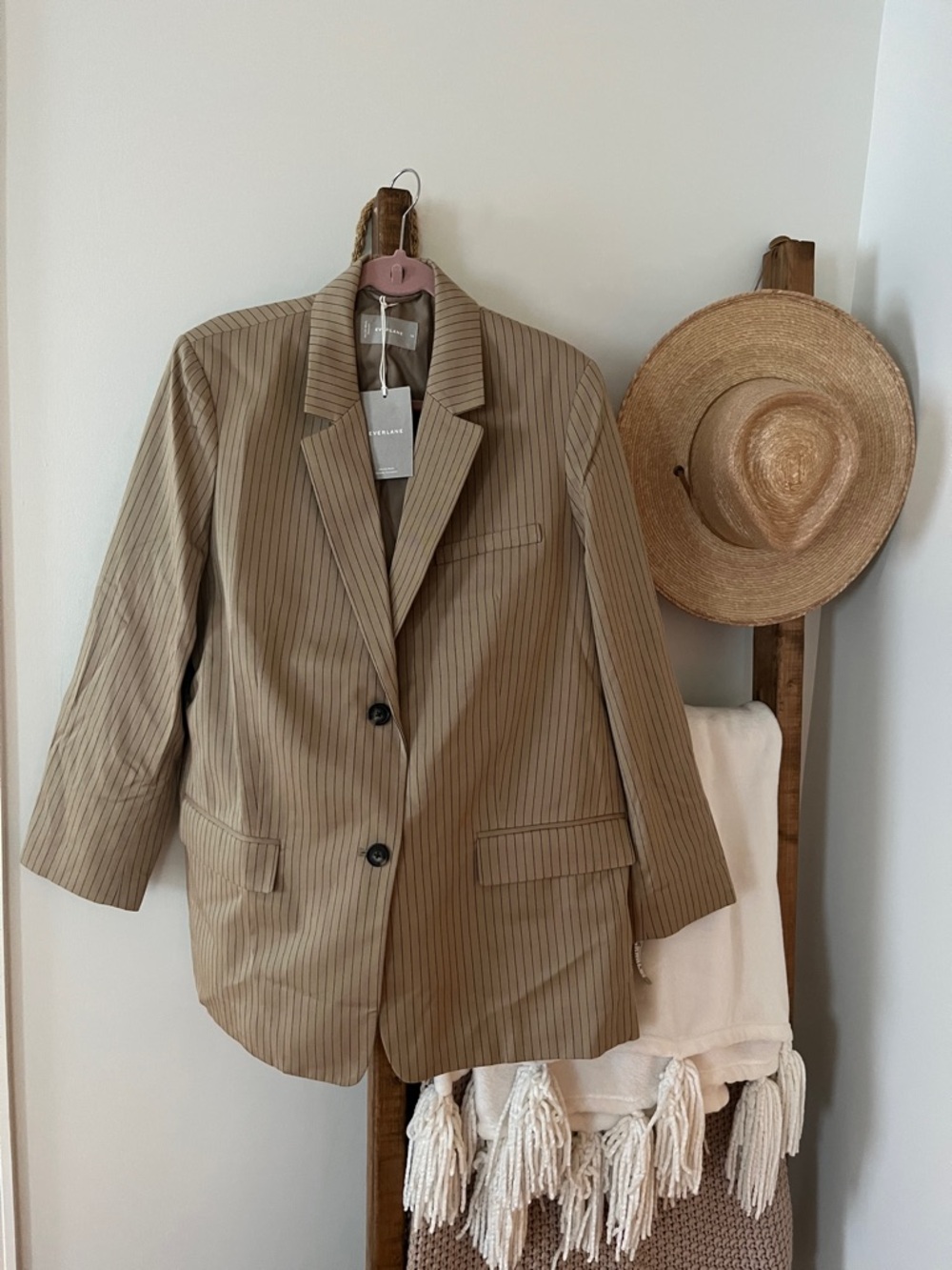 Everlane Tan Striped Blazer